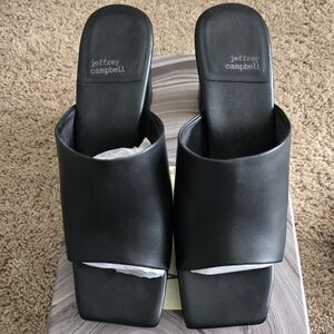 Jeffrey Campbell Black Leather Slide Mule